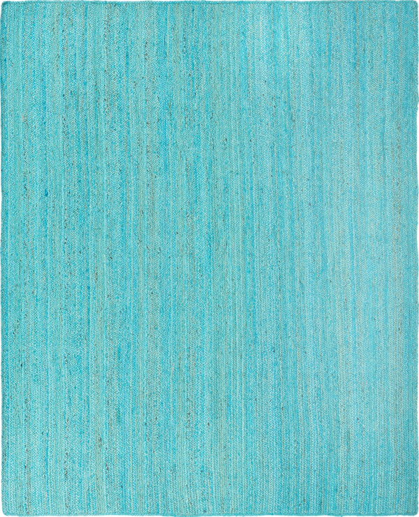 Unique Loom Braided Jute Dhaka Hand Braided Solid Rug Turquoise,  8' 0" x 10' 0"