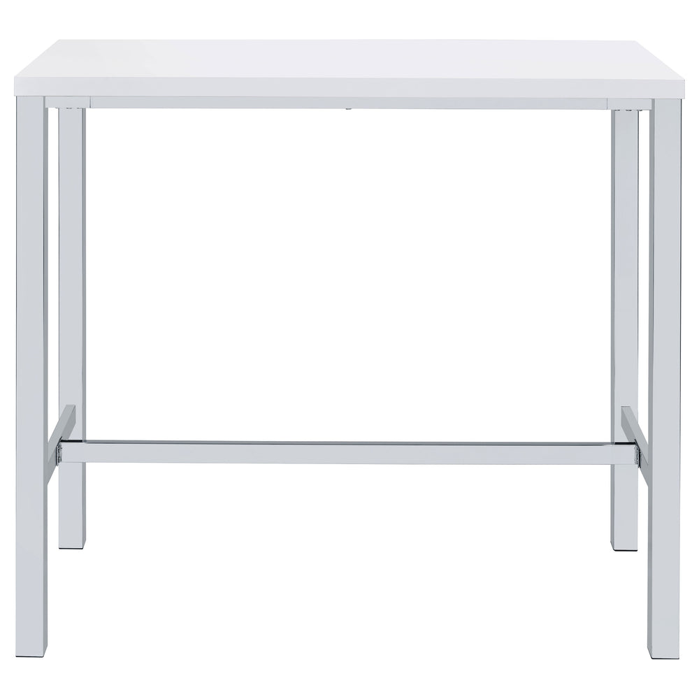 English Elm Nimitz Sleek High-Gloss White & Chrome 5-Piece Pub Bar Set — Modern Steel Frame, Durable MDF Seats B062P333393