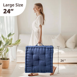 English Elm Poly Chenille Square Floor Pillow Cushion Plush 24x24 Inch Soft Polyester Seat Pad for Cozy Living Spaces Navy Blue 3.22 L x 23.03 W x 12.8 H B035P280524