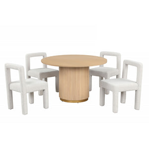 English Elm Modern Boucle Dining Chairs Set of 2 with Square Open Back, Foam-Padded Seats, Stylish Mid-Century Appeal White 33 L x 28 W x 21 H B011P352527