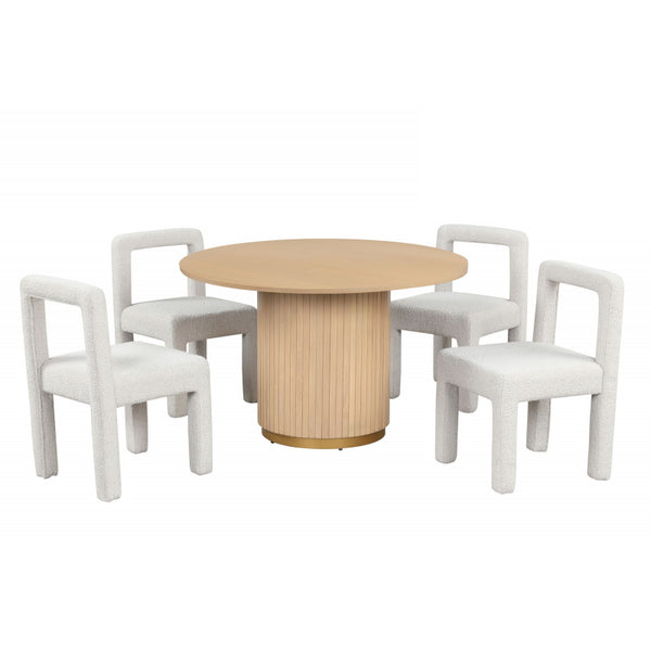 English Elm Modern Boucle Dining Chairs Set of 2 with Square Open Back, Foam-Padded Seats, Stylish Mid-Century Appeal White 33 L x 28 W x 21 H B011P352527