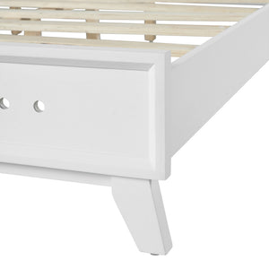 English Elm Pine Solid Wood King Bed Matte Finish Platform Frame Tall Headboard No Box Spring White N770PK291028K