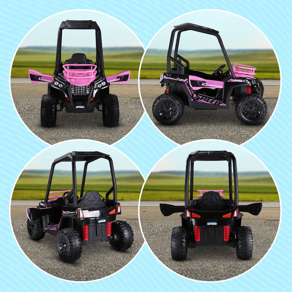 English Elm Aosom 12v Electric Kids Ride on Utv with Remote Control Suspension and Music System W2225P229348