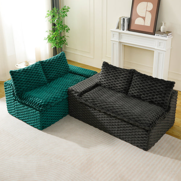 English Elm Luxury Color-Block Turtle Velvet Sofa - Versatile & Stylish Seating For Cozy Living Room Gatherings W3371S00052