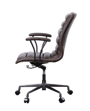 English Elm Distress Chocolate Swivel Office Chair - Ergonomic Comfort, Durable Leather, Adjustable Height & Mobility B062P215477