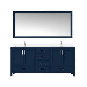 English Elm Navy 72" Double Bath Vanity with Cultured Marble Top, Chrome Faucet, Scratch-Resist Surface, Mirror B2731S01025