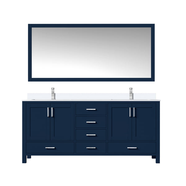 English Elm Navy 72" Double Bath Vanity with Cultured Marble Top, Chrome Faucet, Scratch-Resist Surface, Mirror B2731S01025