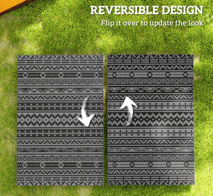 English Elm Geometric Reversible Outdoor Rug Uv Resistant Polypropylene Flatweave with Carry Bag T3971P421262