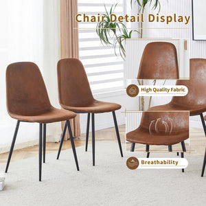 English Elm Table And Chair Set - Modern 79"X31.5" Glass Top With X-Shaped Black Metal Legs & 6 Techno-Fabric Chairs W1151S04087-GIGA