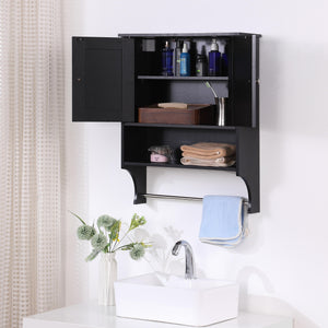 English Elm Over Farmhouse Bathroom Storage Cabinet with Two Doors and Adjustable Shelves for Small Spaces Black 30.9 L x 13.3 W x 5.5 H W3151P345794