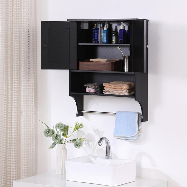 English Elm Over Farmhouse Bathroom Storage Cabinet with Two Doors and Adjustable Shelves for Small Spaces Black 30.9 L x 13.3 W x 5.5 H W3151P345794