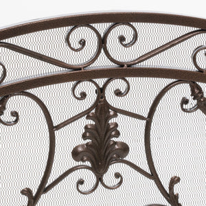 English Elm Waterbury Wrought Iron Fireplace Screen with Ornate Scrollwork and Camelback Silhouette 55341.00GLD