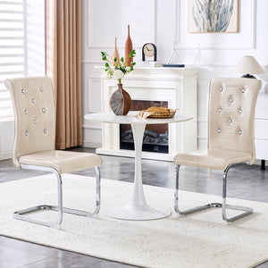 English Elm Set of 2 Glam Faux Alligator Pvc Dining Chairs with Crystal Buckle Bow Legs W3875P371041