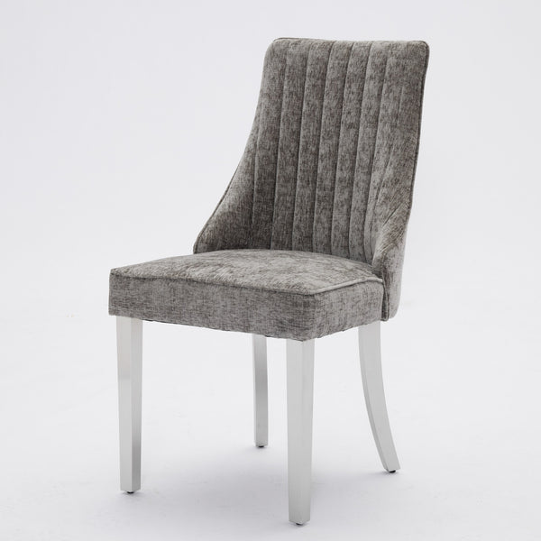 English Elm Rayon High Back Dining Chair Set with Plush Flocking Upholstery, Golden Stainless Legs, Comfort-Focused Design W1143P293316 W1143P293316