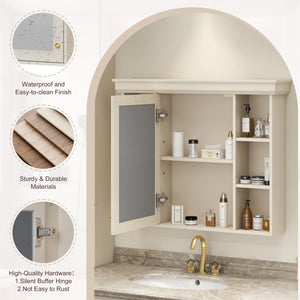 English Elm 35'' Blue Wall Mounted Medicine Cabinet with Mirror Door, MDF Storage, Adjustable Shelves & Towel Rod WF323692AAY