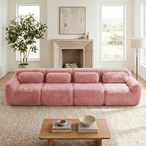 English Elm 149'' Plush Modular Cloud Sofa Boneless Ergonomic Design for Home Theater Lounge Pink W714S01562