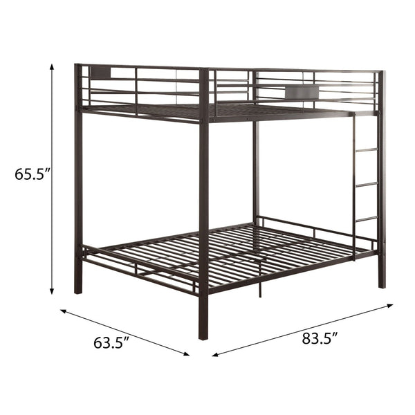 English Elm Sandy Black Double Queen Bunk Bed - Sleek Metal Design With Built-In Ladder & Safety Guard Rail B062S00465-GIGA