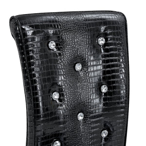 English Elm Set of 2 Glam Faux Alligator Pvc Dining Chairs with Crystal Buckle Bow Legs Black W3875P371060