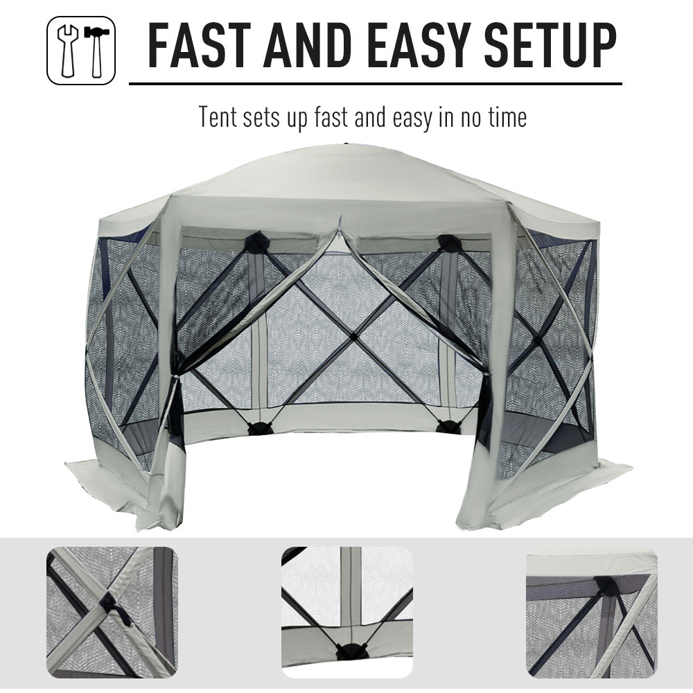 English Elm 6-sided Hexagon Pop up Gazebo with Mesh Walls Waterproof Uv Canopy Outdoor T3971P386237