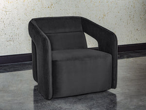 Sunpan KENDRICK Swivel Lounge Chair - Modern Comfort with 360° Versatility in Stylish Abbington Black 105921V