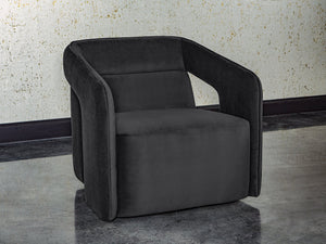 Sunpan Kendrick Swivel Lounge Chair - Futuristic Design with Comfortable Seat and Stylish Cut-Out Arms Abbington Black