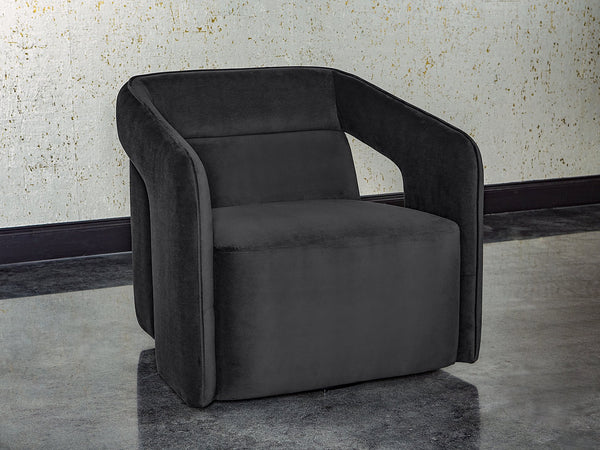 Sunpan Kendrick Swivel Lounge Chair - Futuristic Design with Comfortable Seat and Stylish Cut-Out Arms Abbington Black