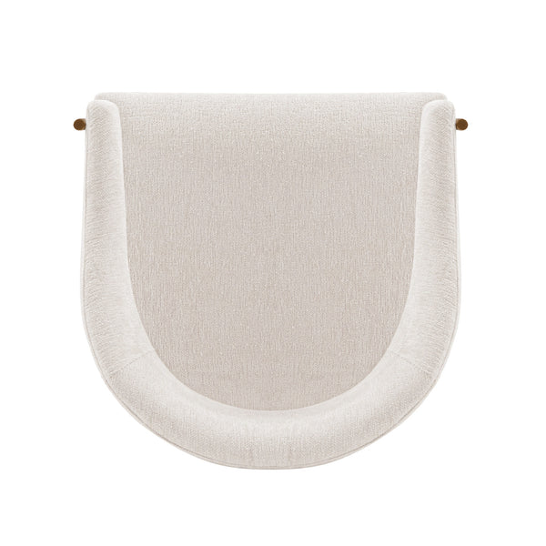 English Elm Lia Metal Chenille Armchair with Brushed Gold Accents, Floating Back Design, Luxurious Comfort Cream B365P397729