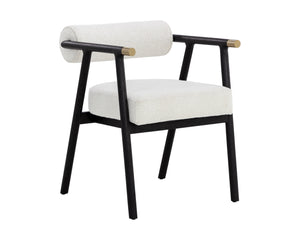 Sunpan Sova Dining Armchair - Mid-Century Modern Design with Solid Oak Frame & Stylish Brass Accents