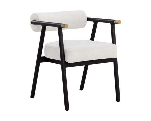 Sunpan Sova Dining Armchair - Mid-Century Modern Design with Solid Oak Frame & Stylish Brass Accents