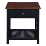 OSP Home Furnishings Oxford Side Table with Drawer Black Frame / Cherry Top