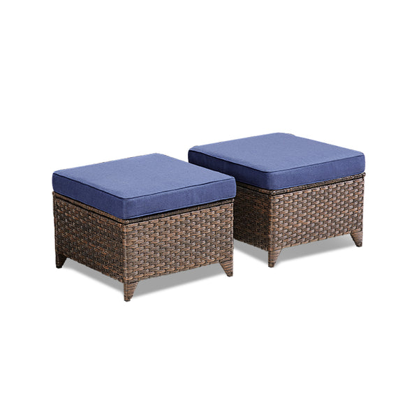English Elm Outdoor Handwoven Pe Wicker Ottoman Set Patio Footrests with Weather Resistant Frame T3773P418190