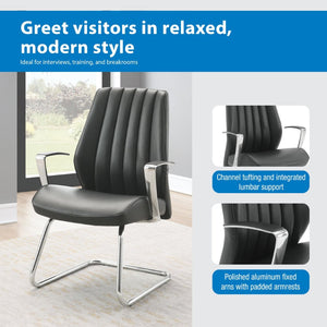 OSP Home Furnishings Sled Base Mid-back Visitor Chair with Chrome Frame and Antimicrobial Ergonomic Seating 62205C-R107