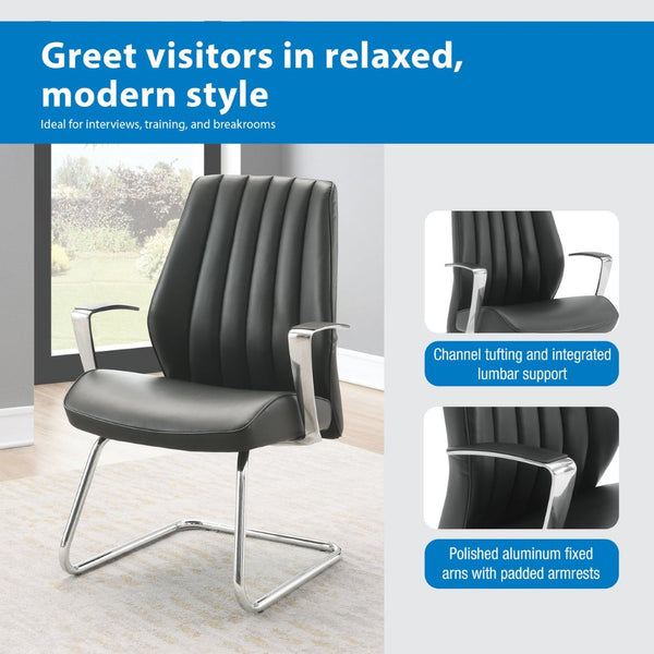 OSP Home Furnishings Sled Base Mid-back Visitor Chair with Chrome Frame and Antimicrobial Ergonomic Seating 62205C-R107