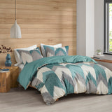 INK+IVY Alpine Mid-Century 3 Piece Duvet Cover Mini Set II12-783 Aqua