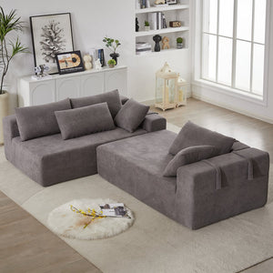 English Elm Modern Chenille Sectional Sofa Set - 108" L Shaped Modular Couch With 6 Pillows For Stylish Comfort W834P240001