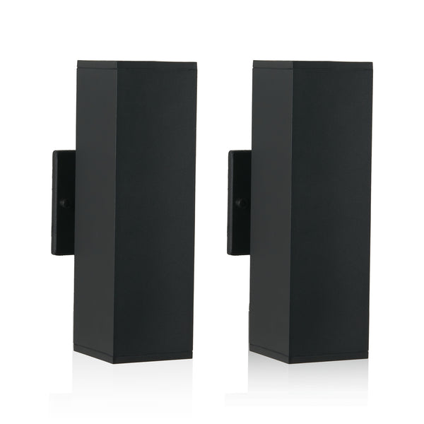 English Elm 2-Pack Modern Outdoor Wall Sconce Black Aluminum, Up/Down Weatherproof GU10 Fixtures 3000K Warm Light W2312P374836