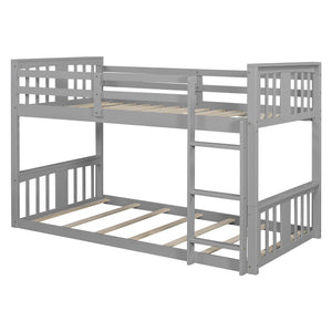 English Elm Twin Over Kids Bunk Bed Solid Pine Frame Gray Finish with Safety Guardrail N708P242163E