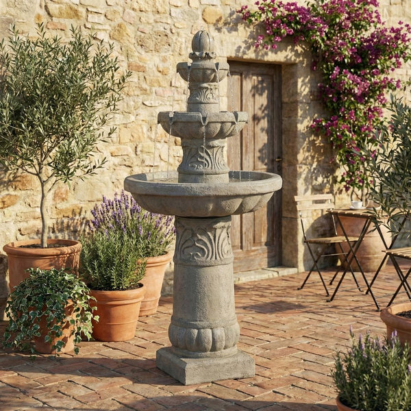 English Elm 3-tier Cascading Resin Fountain with Led Lights for Patio Garden or Indoor Use W853P412665