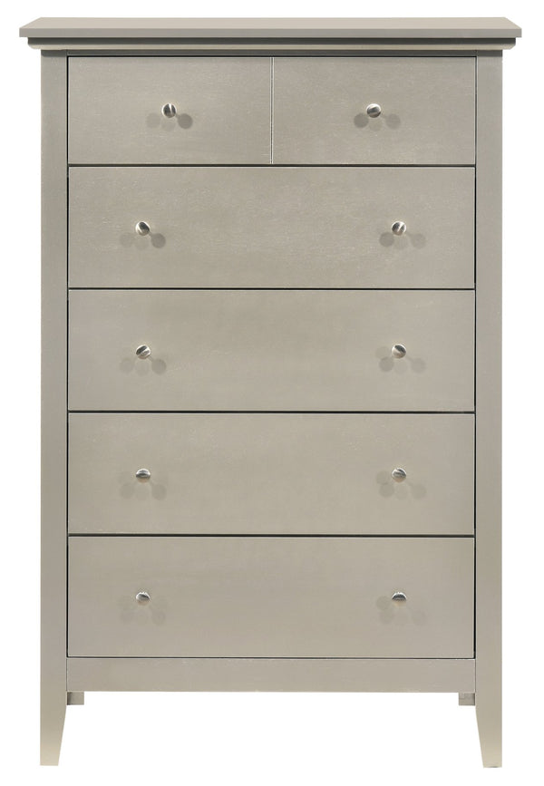 English Elm Glory Hammond G5403-CH Silver Champagne Chest — 5-Drawer Dovetail Storage with Nickel Hardware, 48"H B078108302