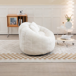 English Elm Bean Bean Bag Sofa High-Density Memory Foam Two-Seater Lounger High Back Chenille Cozy Support Beige W395P181433