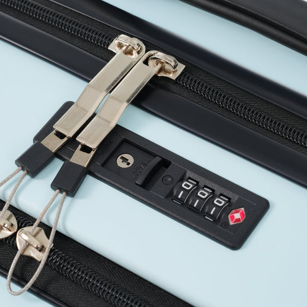 English Elm Front Access Hardside 3 Piece Travel Set with Usb Port Spinner Wheels and Tsa Lock Light Blue N732P326130N