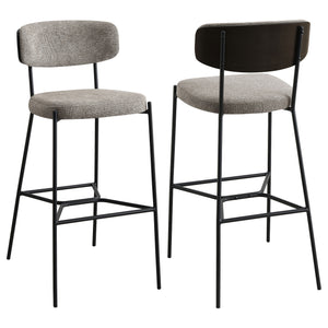 English Elm Joy Light Brown Pub-Height Bar Stools Set of 2 — Curved Lumbar Support, Durable Metal Frame, Geometric Footrest B062P299866