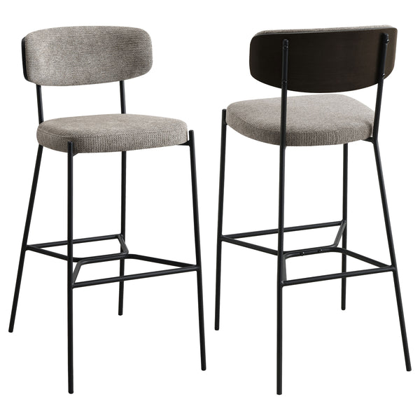 English Elm Joy Light Brown Pub-Height Bar Stools Set of 2 — Curved Lumbar Support, Durable Metal Frame, Geometric Footrest B062P299866