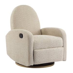 English Elm 360 Swivel Glider Recliner with Solid Wood Base Contemporary Upholstered Lounge Chair Almond N771P363407V