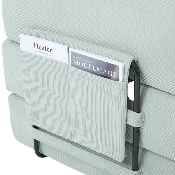 English Elm UNITED modular foldable sofa with metal frame, corduroy upholstery, side pocket & quick assembly convenience Mint Blue W1568P375643