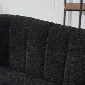 English Elm 50.2'' Channel Tufted Chenille Settee with Metal Legs Compact Glam Loveseat W3118P397106