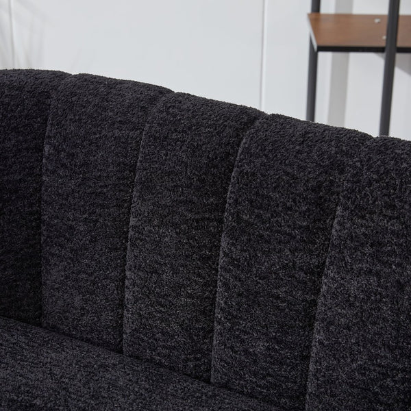 English Elm 50.2'' Channel Tufted Chenille Settee with Metal Legs Compact Glam Loveseat W3118P397106