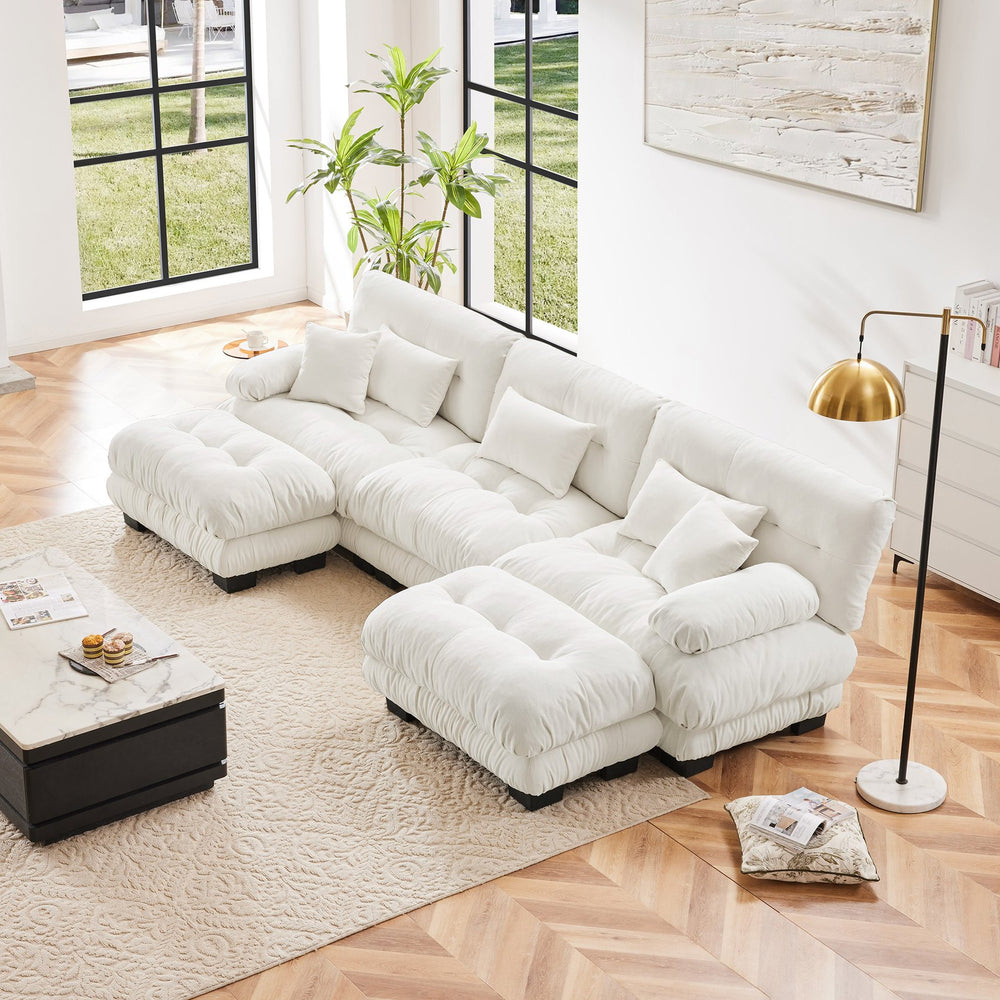 English Elm Luxury Modular U-Shaped Sectional Sofa - Oversized Cloud Couch With Ottomans For Stylish Living Spaces W714S01003