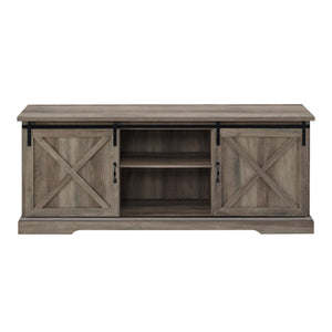 English Elm Walker Edison - Farmhouse Sliding X Barn Door TV Stand with Adjustable Shelves and Steel Hardware for 80" TVs Gray Wash 76 L x 27 W x 6 H B185P169394