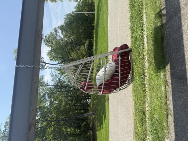 English Elm Outdoor Cozy Red Rattan Egg Swing Chair - Durable, Lightweight, And Perfect For Relaxation Anywhere! W2500P364247